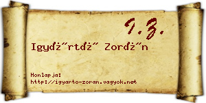 Igyártó Zorán névjegykártya